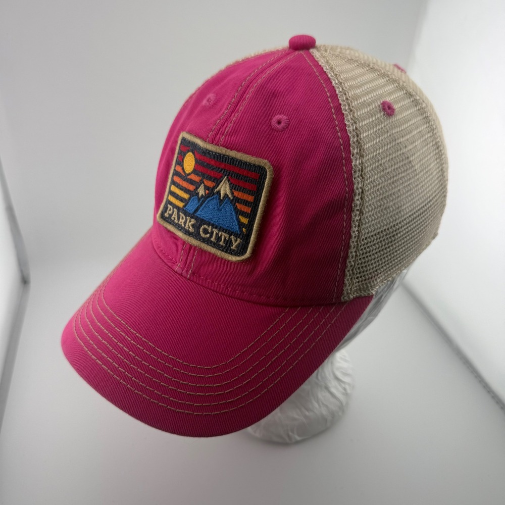 Legacy Park City Trucker Hat Pink Tan Mesh Snapback Mountain Patch Baseball Cap